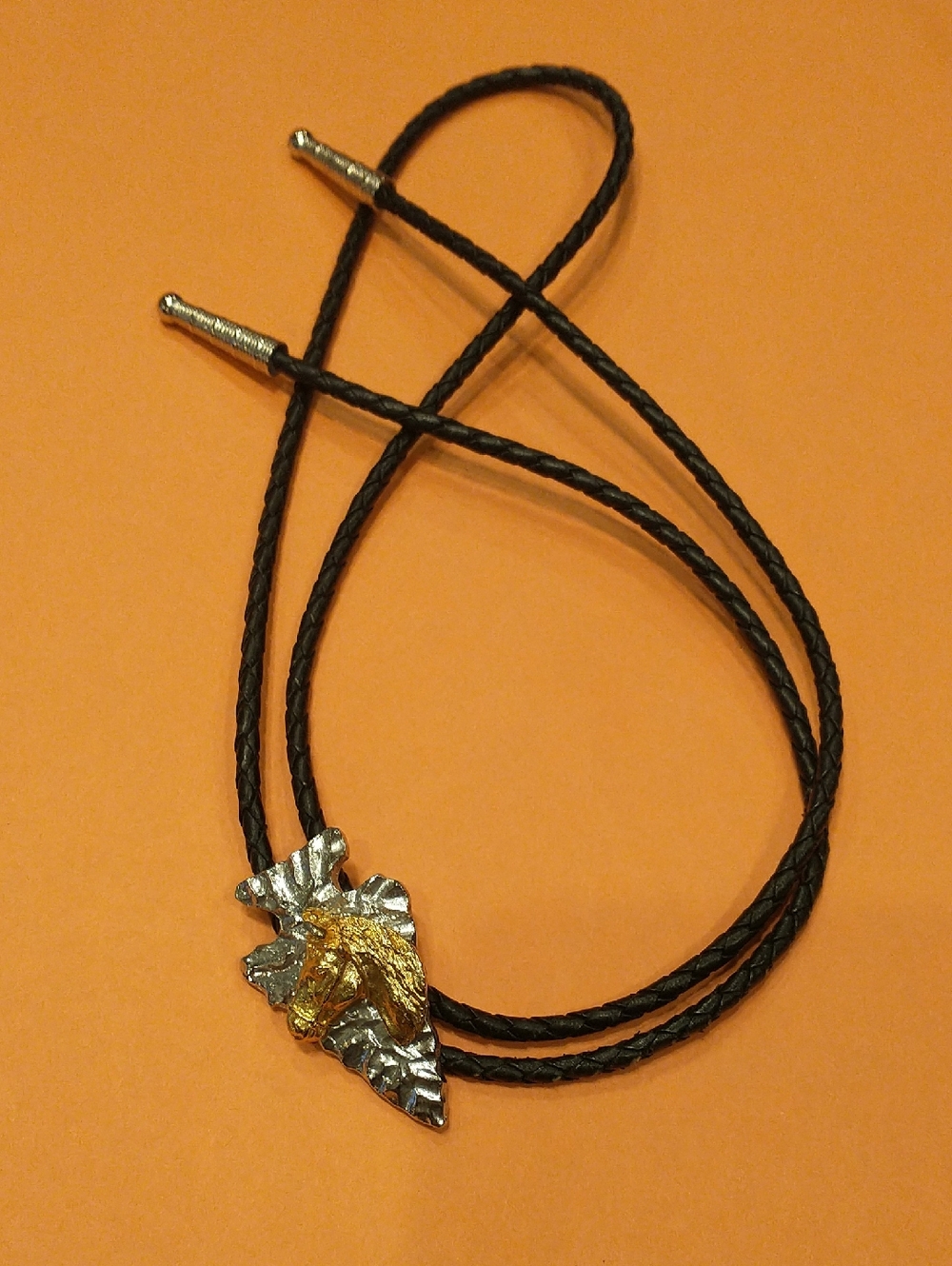 Western Bolo Tie with Gold Horse Head Accent